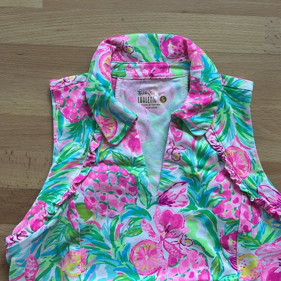 Lilly Pulitzer Martina Sleeveless Polo Top in Pear Necessities Size S NWOT - Picture 3 of 5